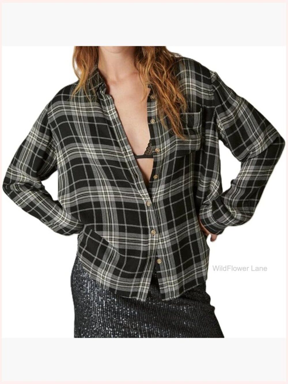 Women's Boxy Button Down Flannel Shirt